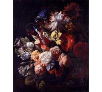 PMEFGJDPE HD Canvas Art Canvas Wall Artwork Still Life of Irises Poppies Roses Tulips Peonies Snowballs and Other Flowers in a Vase on a Stone Ledge by Simon Pietersz Verelst for Home Decor 60x90cm