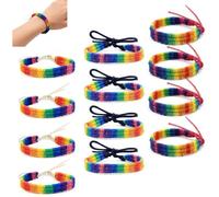PMELCXD Rainbow Bracelet Set - Adjustable Woven Nylon Wristbands for Pride Celebrations, Friendship Gifts and Everyday Wear - Pack of 12 Colourful LGBT-Inspired Accessories