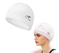PMELCXD Swim Cap, Swimming Cap Man Women, Pure Color Nylon Spandex Fabric Comfortable and Not Tight, Bathing Swim Cap for Long and Short Hair（White）