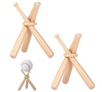 PMELCXD Wooden Ball Display Stand Set with Bat Holders | 2 Sets with 6 Polished Wood Rods & 2 Rings | Sports Memorabilia Stand for Baseballs, Ping Pong Balls, Trophies, Awards & Collectables