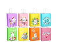 PMFACE 8Pcs Easter Gifts Bags with Handles, Multifunctional Krafts Paper Bags,Treat Bags,Easter Egg Hunt Boxes Bunny Carrot Chick for Gifts Wrapping, Egg Hunt Game, Festival Party Supplies
