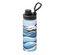 Pmhmer Waves Lapping At The Rocks 18 Oz Sports Insulated Water Bottle, Lightweight And Leak-Proof, Suitable For Outdoor Fitness Travel, Simple And Stylish.