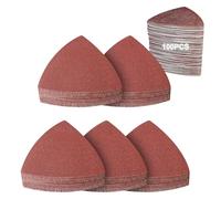 PMIQSA 100 PCS Delta-Triangle Sanding Sheets 400 Grits Hook and Loop Sander Pads 93 x 93 x 93 mm Detail Sander Pads for Grinding and Polishing Wood Metal