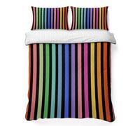 Pmizauein Queen Quilt Bedding Set, Modern Rainbow Stripes 3 Piece Bedding Set Lightweight Breathable Quilt with 2 Pillow Shams, Boho Vertical Striped Soft Microfiber Summer Comforter for Hot Sleepers