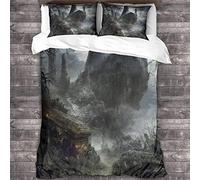 Pmkvgdy Dark Souls 3D Printed Bedding 3 Pieces Duvet Cover Microfiber Anime Quilt Cover with Pillowcases with for Kids Teens Adults with Zipper Closure Comforter Cover King(220x240cm)