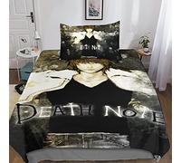 Pmkvgdy Death Note Bedding Set Soft Microfiber With Pillow Cases 2 Pieces For Boys Youth Teens Anime Quilt Cover 3D Printed Duvet Cover Set Girls Boys Bedroom Decor Single(135x200cm)