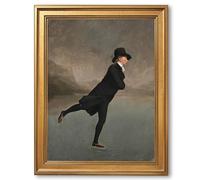 PMKXFGK The Skating Minister (The Reverend Robert Walker Skating on Duddingston Loch) by Henry Raeburn 1784 Scottish Wall Art Canvas Print 12x16inch Golden Frame
