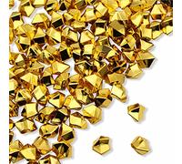 PMLAND Clear Fake Ice Rocks - 180 Pcs Large Gold Acrylic Gems Crushed Plastic Diamonds Vase Filler for Centerpieces, Theme Décor, Holidays, Parties, Aquarium & Table Scatter