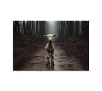 PMLBAOUS Country Lamb Canvas Wall Art, Vintage Forest Nature Animals Painting on Textured Canvas Prints Picture Poster for Living Room Bedroom Home Wall Decoration Artwork Unframe 12x18inch(30x45cm)