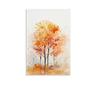 PMLBAOUS Countryside Tree Wall Art Canvas Poster Prints,Watercolor Leaves Autumn Tree Print Poster on Canvas Aesthetic Wall Decor for Home Room Offices Artwork 08x12inch(20x30cm)