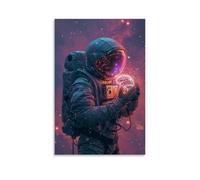 PMLBAOUS Mysterious Astronaut Wall Art Canvas Poster Prints,Colorful Space Landscape Print Poster on Canvas Aesthetic Wall Decor for Home Room Offices Artwork 08x12inch(20x30cm)