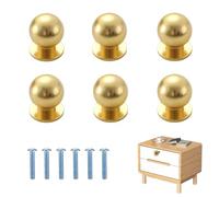 PmLwakiR 6 PCS 25MM Modern Handles Knobs Round Shaped Dresser Handle Pulls Solid Brass Cabinet Knobs with Screws for Furniture Cabinets and Drawers