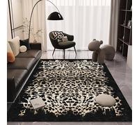 Pmnadfdag Large Living Room Rugs,Bedroom Anti Slip Area Washable Carpet,Suitable for,Study Room,Indoor Living Space Retro Black Leopard Print, 160 x 230 cm