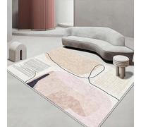 Pmnadfdag Rugs Living Room 140 x 200 cm Area Rugs for Bedroom Soft Short Pile Area Rugs,for Study Room,Indoor Living Space Modern lines white orange