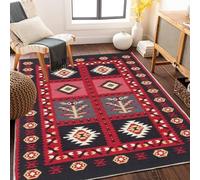 Pmnadfdag Rugs Living Room 180 x 200 cm Non Slip Washable Soft Short Pile Dining Room Vintage Geometric Ethnic Style