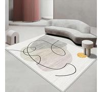 Pmnadfdag Rugs Living Room Large 160 x 230 cm Non Slip Washable Carpet,Suitable for,Study Room,Indoor Living Space Modern lines white yellow