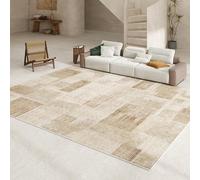 Pmnadfdag Rugs Living Room Large 200 x 250 cm Area Rugs Non Slip Soft Short Pile Carpet Modern geometric lines beige brown