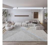 Pmnadfdag Rugs Living Room Large 200 x 250 cm Non Slip Soft Short Pile Carpet,for Room,Dining Room Modern Geometric Patchwork Grey