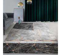 Pmnadfdag Rugs Living Room Large 200 x 290 cm Soft Short Pile Non Slip Resistant Washable Carpet for Entryway Bedroom Bedside Living Room Modern Geometric Patchwork Grey