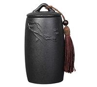 pmnjna Mini Urn, Mini Funeral Cremation Small Hand Ceramic Souvenir Pet/Dog/Cat Ashes Urn, Decorative Display Burial at Home or Office(Black,Pine)