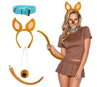 Pmnoyal Scoob Costumes Dog Ears And Tail Set Headband Nose Collar Cosplay Party Halloween Costume Accessoies 4PCS