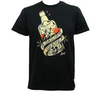 PMNXCVS DeFen Sailor Jerry Tattoo Sailor's Grave Rum Bottle Black Graphic Tee Shirt Mens Round Neck Short Sleeves T Shirt Casual Bottoming T-Shirt(Small)
