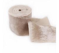 Pmnzdy Velvet Ribbon - Frayed, Raw Edge, 3.8 cm, Wedding & Gift, Satin & Silk, Beige & Grey
