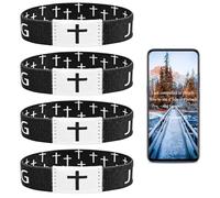 Pmormyy 4PCS Daily Bible Verse Jesus Is King Bracelet, Christian Jesus Wearable Wristband for Women Men, Polyester Fibre, no gemstone
