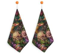 pmoyh Brown Duck Flower Kitchen Hand Towel 2Pcs Hand Towel Microfiber Hanging Face Towel for Bathroom 30x30cm