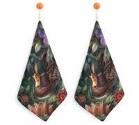 pmoyh Brown Duck Flower Kitchen Hand Towel 2Pcs Hand Towel Microfiber Hanging Face Towel for Bathroom 30x30cm