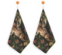 pmoyh Brown Giraffe Flower Kitchen Hand Towel 2Pcs Hand Towel Microfiber Hanging Face Towel for Bathroom 30x30cm