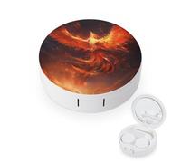 pmoyh Red Phoenix Contact Lens Case with Mirror Contact Lens Holder Box Container Soak Storage Kit 8x8cm
