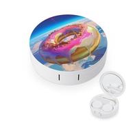 pmoyh Space Donut Contact Lens Case with Mirror Contact Lens Holder Box Container Soak Storage Kit 8x8cm