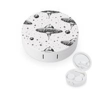pmoyh Space Planets Rockets Contact Lens Case with Mirror Contact Lens Holder Box Container Soak Storage Kit 8x8cm