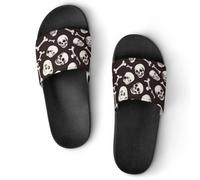 pmoyh White Skull Bones Slippers Unisex House Slides Thick Sole Shower Sandals For Indoor Outdoor 7.5