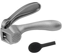Garlic Press, Garlic Mincer Easy-squeeze Ergonomic Handle, No Need To Peel, Rust Proof, Professional Ginger Press & Garlic Crusher with Handy Cleaning Brush- Dishwasher Safe (Aluminum)