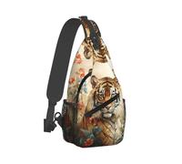 PMQAGNKSMQ Crossbody Bag for Women Men Wolf Pack Chest Bag Crossbody Sling Bag Adjustable Shoulder Bag, Watercolor Tiger Pattern, One Size, Sling Backpacks