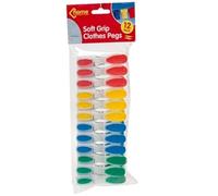 PMS 12PK Easy Grip Deluxe Clothes PEGS 4 ASST COLS. OPP Bag
