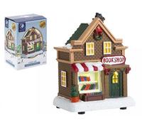 PMS 13.5Cm Christmas Miniature Resin Light Up Book Shop