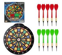 PMS 14 Inch Soft Tip Dartboard Set - Plastic Tip Dart Board with 6 Darts & Spare Tips - Safe Indoor Game for Teens & Adults