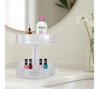 PMS 2 Tier Clear Carousel Make Up Holder Cosmetic Organiser Skincare Storage 21.5Cm