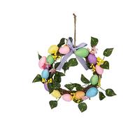 PMS 20cm Easter Egg Wreath - Spring Hanging Decoration with Pastel Eggs, Flowers & Foliage - Perfect for Easter Home Décor & Gifting
