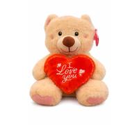 PMS 20cm Valentines Teddy Bear Cuddly Plush Soft Toy - Cream Sitting Bear Holding I Love You Heart - Romantic Gift for Girlfriend Boyfriend Wife Husband Anniversary Valentine’s Day