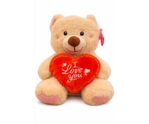 PMS 20cm Valentines Teddy Bear Cuddly Plush Soft Toy - Cream Sitting Bear Holding I Love You Heart - Romantic Gift for Girlfriend Boyfriend Wife Husband Anniversary Valentine’s Day