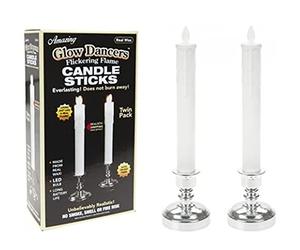 PMS 2PC REALITY DANCING WAX IVORY DRIP CANDLE W/HOLDER 2X25C