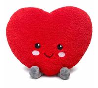 PMS 35cm Valentines Heart Plush Cushion Soft Red Love Heart Pillow with Feet - Cute Cuddly Stuffed Toy Gift for Girlfriend Wife Partner Her Him Romantic Valentines Day Bedroom Decor Present