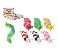 PMS 543394 Assorted 2 Tone Stretchy Wriggle Slug with Sand-17cm (1 Pc.) -Fun & Soothing Sensory Toy in 6 Vibrant Colors, Ultimate Anxiety Relief & Fidget for Kids & Adults, Multicolor