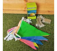PMS 5M Light Up Bunting Coloured Flag Bunting with 50 Warm White LED String Lights Battery Operated Camping Tent Party Lights, 879120