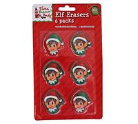 PMS 6PC 2ASS COL ELF HEAD SHAPE 2D ERASER.ON BLISTER CARD.24