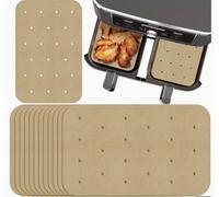 PMS 831144 Beige Air Fryer Sheets, 14 cm. x 20.5 cm. (80-Pack) -Perforated Non-Stick Liners, Plastic